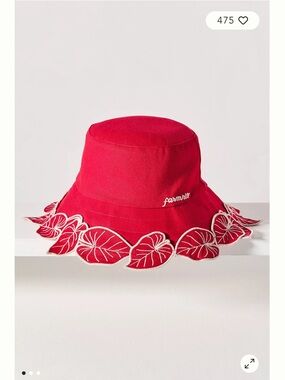ISO!!FARM Rio Bright Red Leaf-Edge Bucket Hat